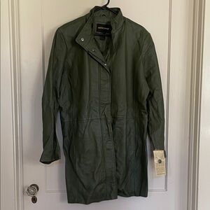Metrostyle Vintage Women's Olive Leather Jacket